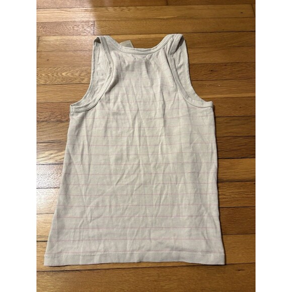 Faherty Size S Whisper Organic Cotton Blend Tank Beige Pink Stripe NWT - Picture 5 of 8